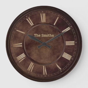 Roman Numbers Rusty Brown Acrylic Wall Clock