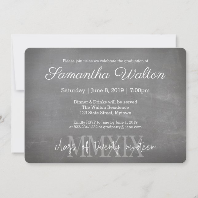 Roman Numeral 2019 Graduation Party Invitation | (Front)