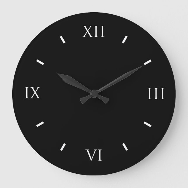 Roman Numeral Black Wall Clock (Round) (Front)