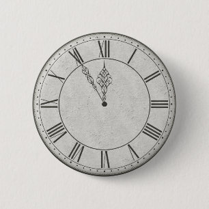 Roman Numeral Clock Face B&W 6 Cm Round Badge