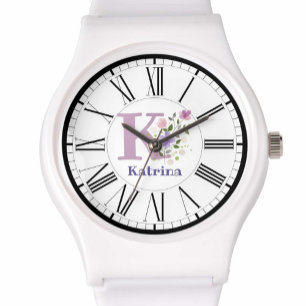 Roman Numeral Design with Initial and Name Watch