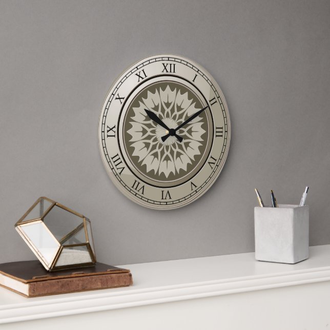 Roman Numeral Vintage Gold Round Large Clock (Office)