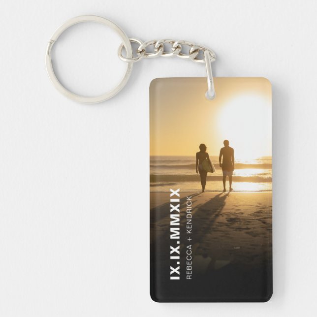  Roman Numerals Anniversary Special Date Birthday Key Ring (Front)