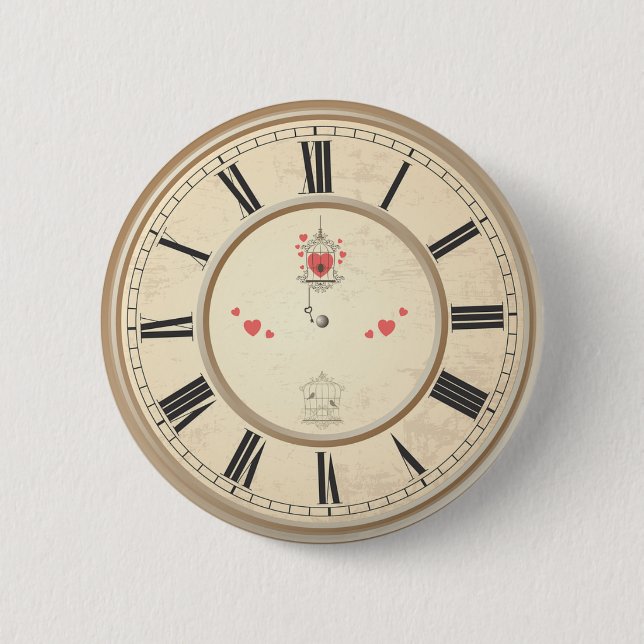Roman Numerals Clock Design 6 Cm Round Badge (Front)