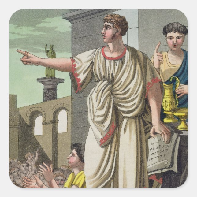 Roman Orator, from 'L'Antica Roma', 1825 (colour l Square Sticker (Front)