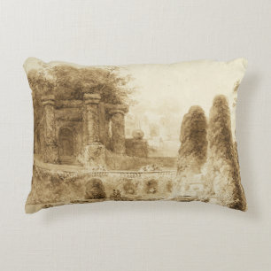 Roman Park with Fountain by Jean-Honore Fragonard Decorative Cushion