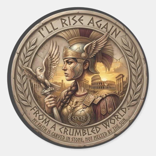 Roman Resilience: The Unconquerable Warrior - Classic Round Sticker (Front)