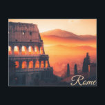 Roman Reverie: A Postcard from Eternal Rome<br><div class="desc">Transport yourself to the timeless beauty of Rome with this exquisite postcard capturing the city's essence. The vibrant hues bring to life the iconic landmarks, from the majestic Colosseum standing proudly amidst history to the romantic allure of the Trevi Fountain gleaming under the moonlit sky. Embrace the charm of ancient...</div>