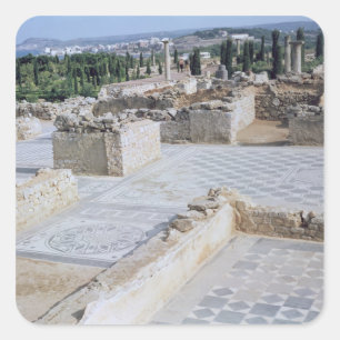 Roman ruins of the port of Emporion Square Sticker