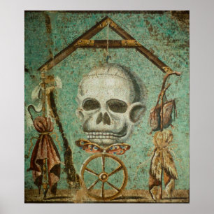 Roman skull mosaic art poster by S. Ambrose