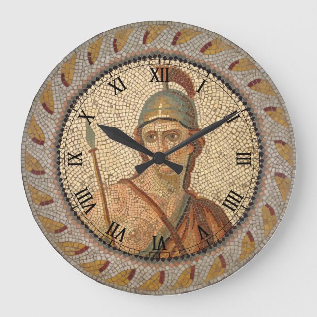 Roman Soldier Mosaic Large Clock (Front)