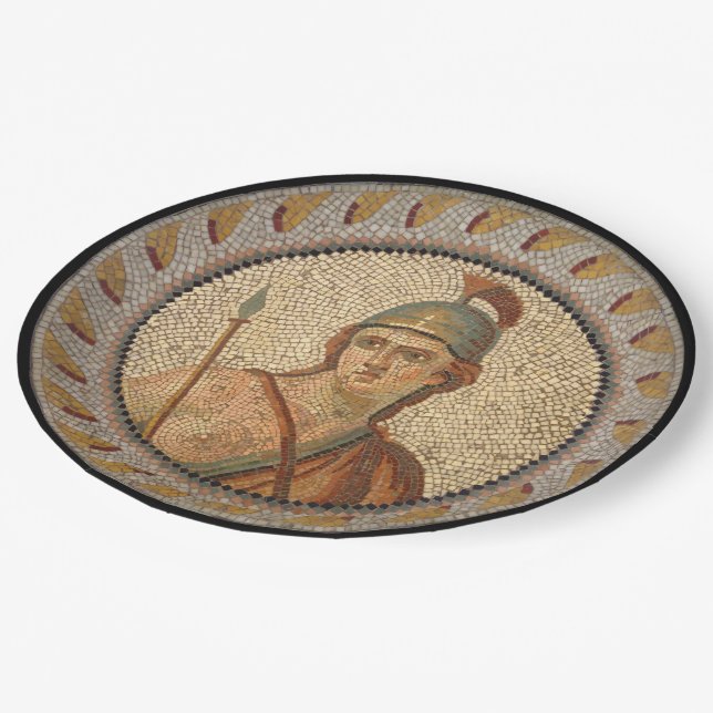 Roman Soldier Mosaic Paper Plate (Angled)