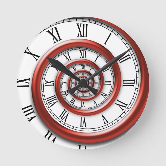 Roman Spiral - Red Round Clock (Front)