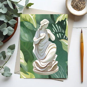 Roman Statue   Watercolor Botanical Painting Postcard