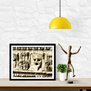 Roman Stone Carved Drama Faces Photo Print