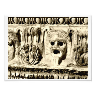 Roman Stone With Carved Drama Faces Photo Print