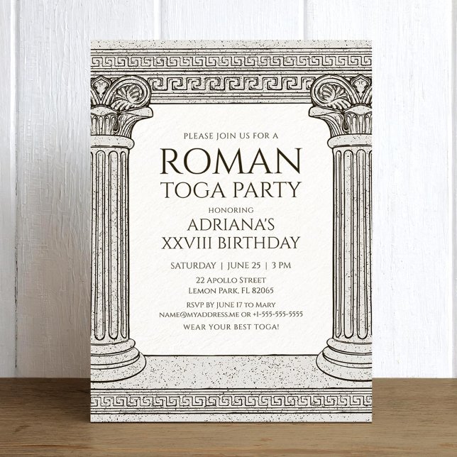 Roman Toga Party Invitation with elegant columns (Creator Uploaded)