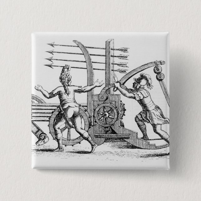 Roman war machine for firing spears 15 cm square badge (Front)