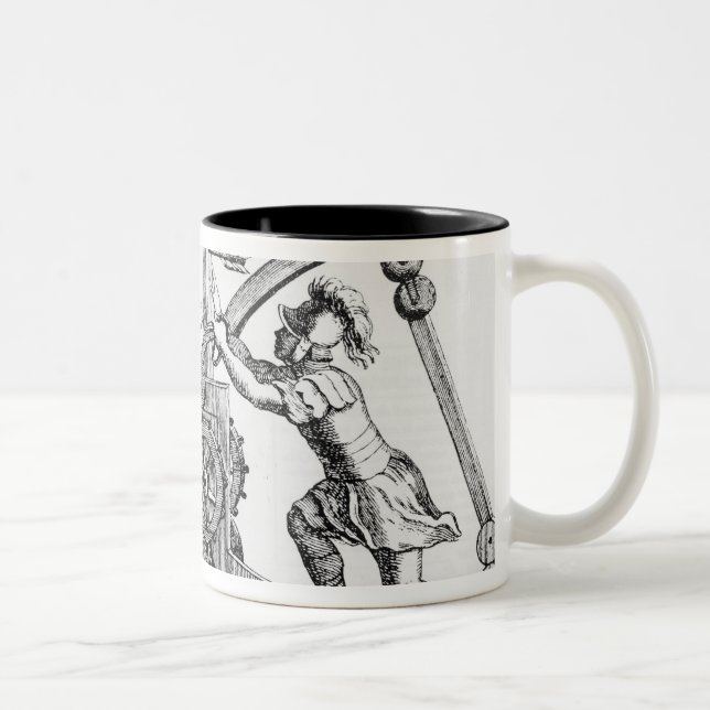 Roman war machine for firing spears Two-Tone coffee mug (Right)