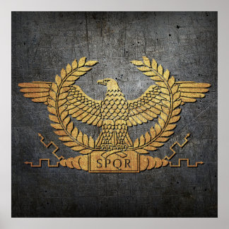 Roman Weathered Gold Eagle on Iron Poster
