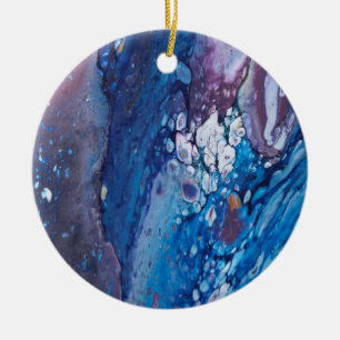 Romance Acrylic Pour Ceramic Ornament