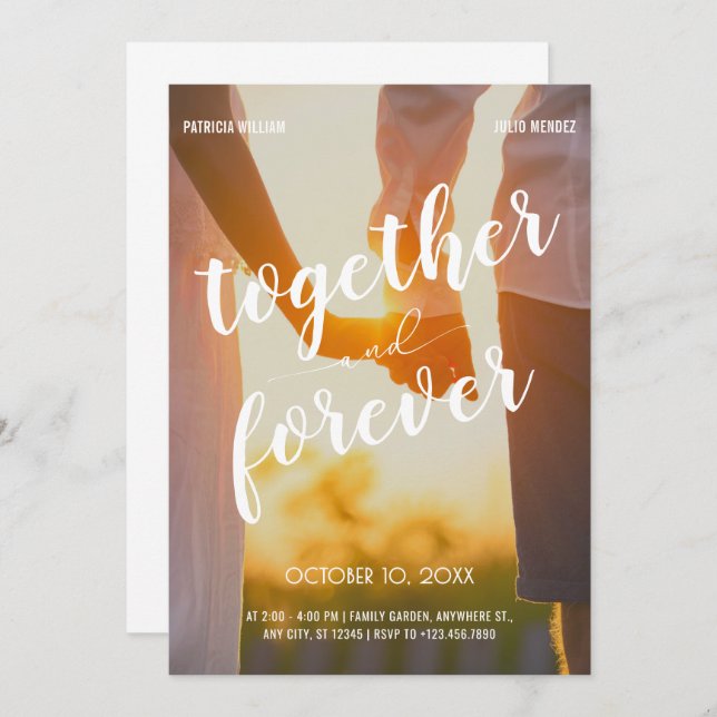 Romance aesthetic photo wedding invitation (Front/Back)