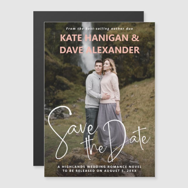 Romance Book Cover Photo Save the Date Magnetic Invitation (Front/Back)