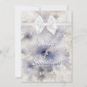 *~ Romance Bow AR26 Flower QR  RSVP Wedding Invitation