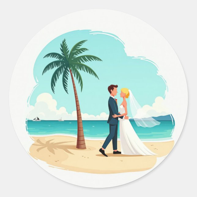Romance by the Ocean Classic Round Sticker (Front)