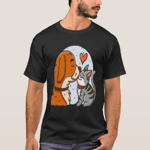 Romance Cute Dog Kissing Cat T-Shirt