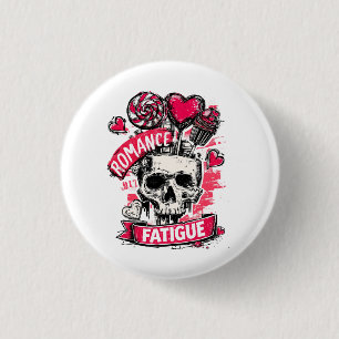 Romance Fatigue Skull with Candy Hearts & Cupcake 3 Cm Round Badge
