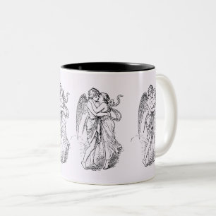 Romance & Heartfelt Angel Kiss Sketch Two-Tone Coffee Mug