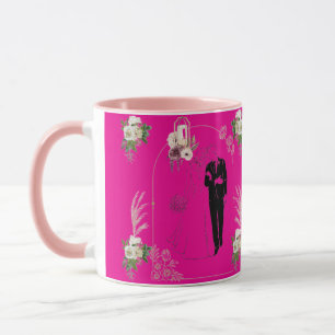 Romance in bloom hot pink mug