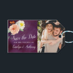 Romance In Bloom Wedding Save the Date Gift Tags<br><div class="desc">This collection features a moody eggplant purple background with trendy typography and floral accents. Easily personalise the design with your wording to make these save the date tags totally unique to your special day.</div>