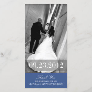 ROMANCE IN NAVY BLUE WEDDING THANK YOU CARD