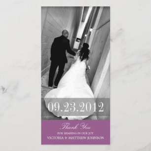 ROMANCE IN PURPLE   WEDDING THANK YOU CARD