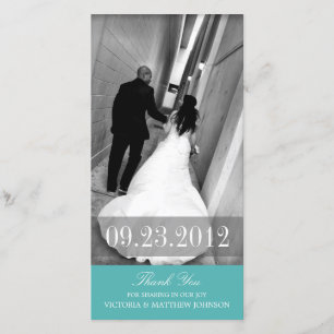 ROMANCE IN TURQUOISE   WEDDING THANK YOU CARD