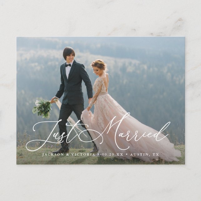 Romance Just Married Elopement Postcard (Front)