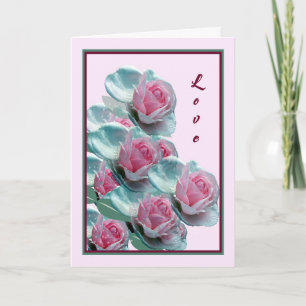 Romance Love Card with Pink Roses