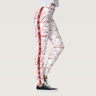 Romance "Love" Red Valentine's Typography Pattern Leggings