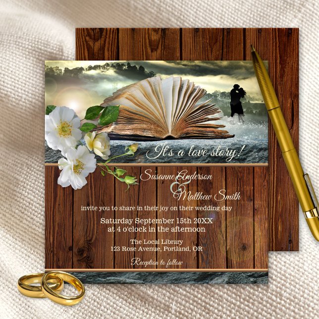 Romance Love Story Library Book Wedding Invitation (Creator Uploaded)
