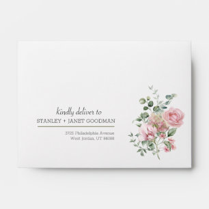 Romance Modern Elegance Pink Rose Peony Flower  Envelope