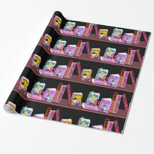 Romance Novel Bookshelf Wrapping Paper gift wrap