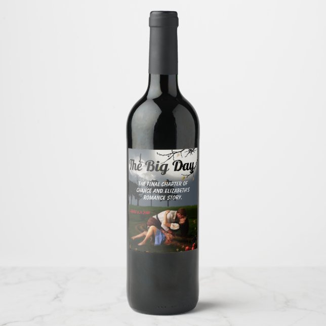 Romance Novel Style Wedding Wine Label (Front)