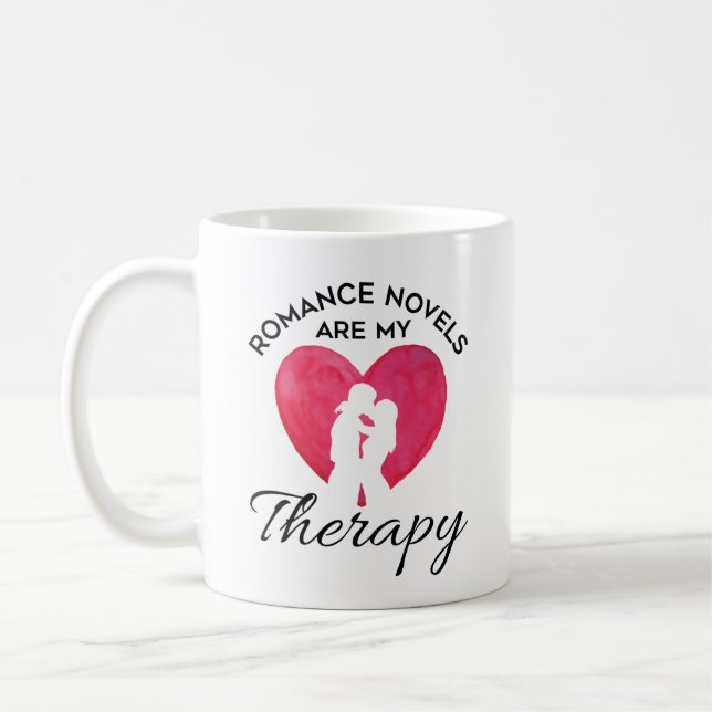 Romance Novels Are My Therapy Bookworm Coffee Mug (Left)