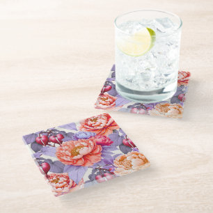 Romance Peony & Bleeding Heart Flowers Coaster
