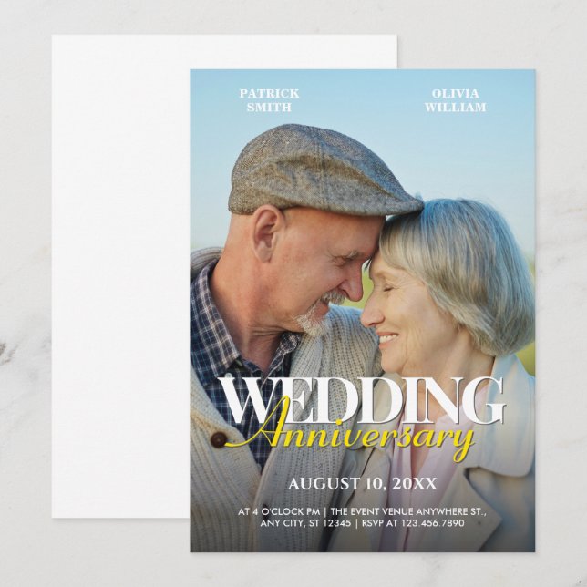 Romance photo wedding anniversary  invitation (Front/Back)