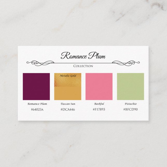 Romance Plum n Rose Wedding Collection Colour Card (Front)