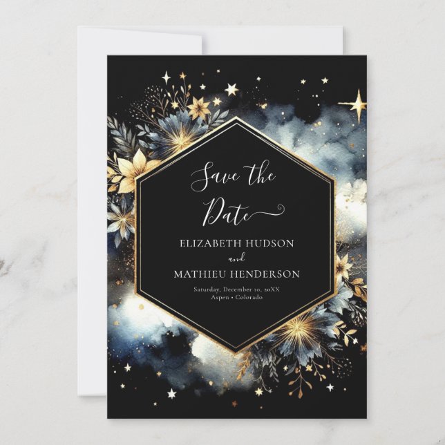 Romance Printable Celestial Wedding Save The Date (Front)