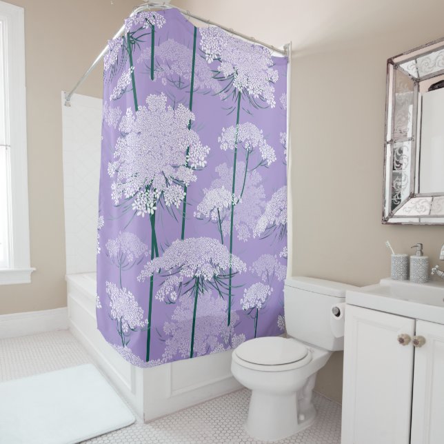 Romance Queen Annes Lace Pattern | Violet Shower Curtain (In Situ)